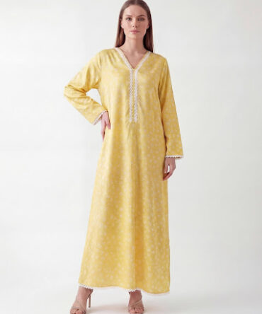Canary Yellow Lace Soft-Blend Kaftan